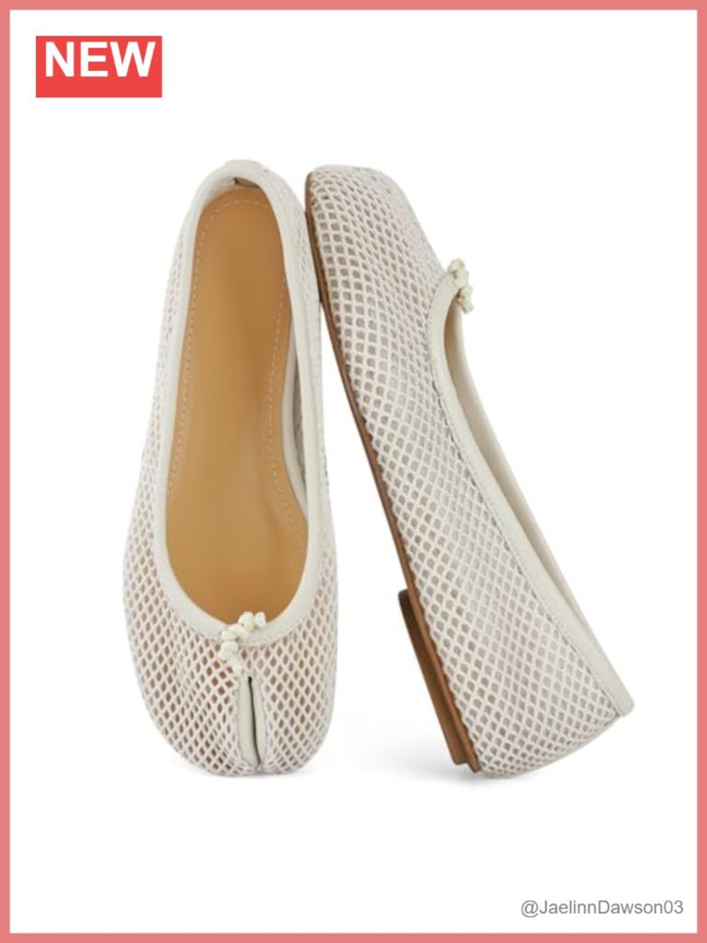 Mesh Ballet Flats for Women Split Toe Tabi Wide Width Low Heel Slip On